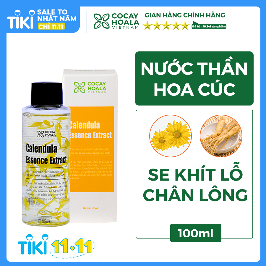 Nước thần hoa cúc 2in1 Cocayhoala se khít lỗ chân lông, trẻ hóa làn da sau 10 ngày Calendula Essence Extract 100ml