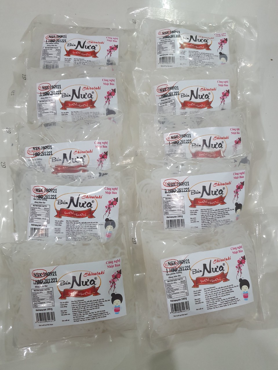 Combo 10 Gói Bún Nưa Cuộn Shirataki Vị Nguyên 100Gram