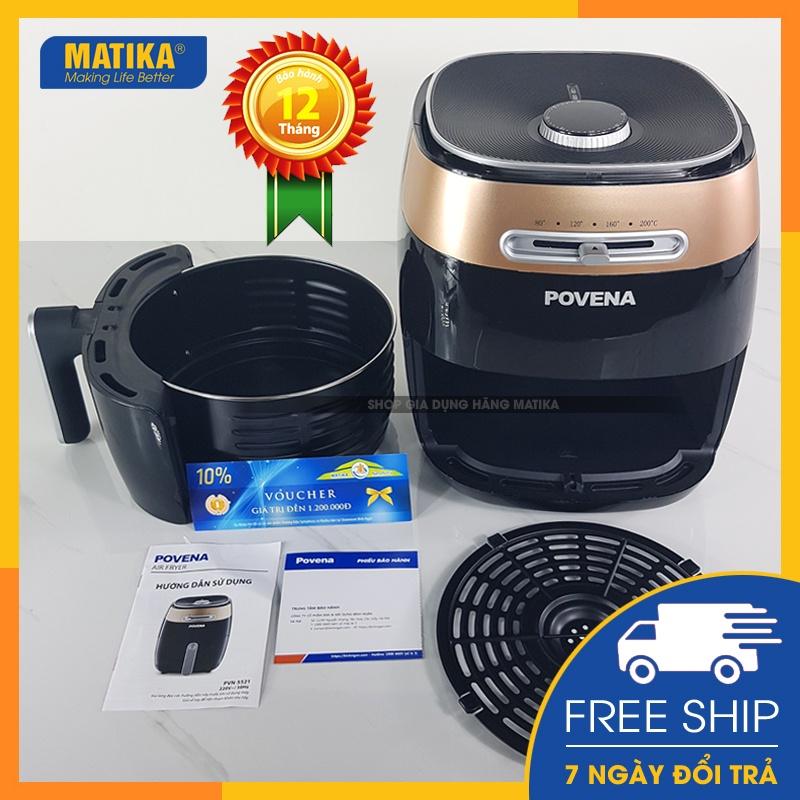 Nồi chiên không dầu POVENA nồi chiên chân không 5.5l-1500W chiên nướng hoàn hảo hạn chế 80% dầu mỡ PVN-5521 - Hàng chính hãng