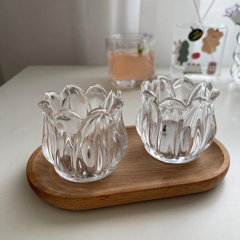 Chân Nến Thủy Tinh Hoa Tulip