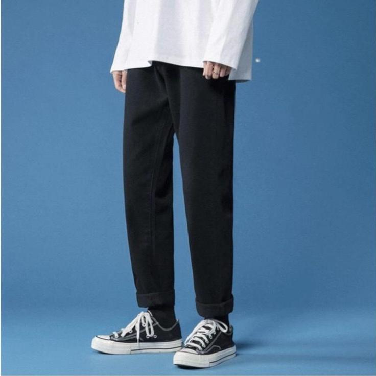 Quần baggy jean đen nam ống suông rộng vải jeans bò cao cấp Hot 2022