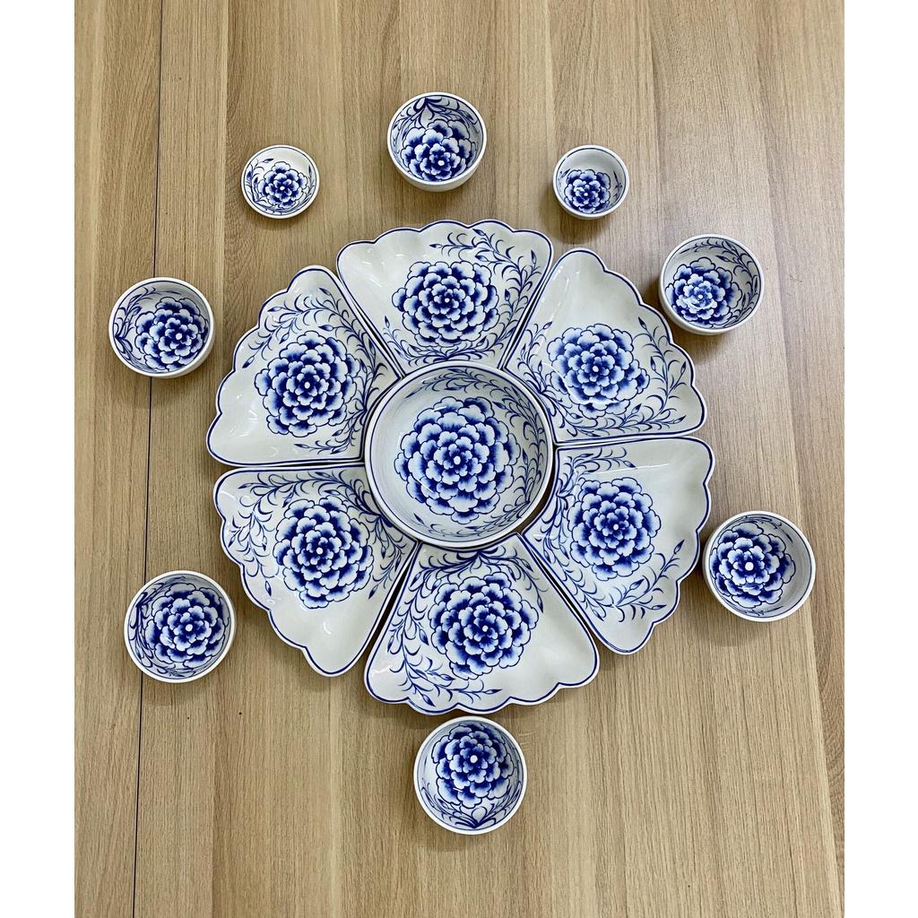 Bộ Đồ Ăn Cánh Hoa Mặt Trời Vẽ Hoa Làm Từ Gốm Sứ Sang Trọng Tinh Tế Dễ Vệ Sinh