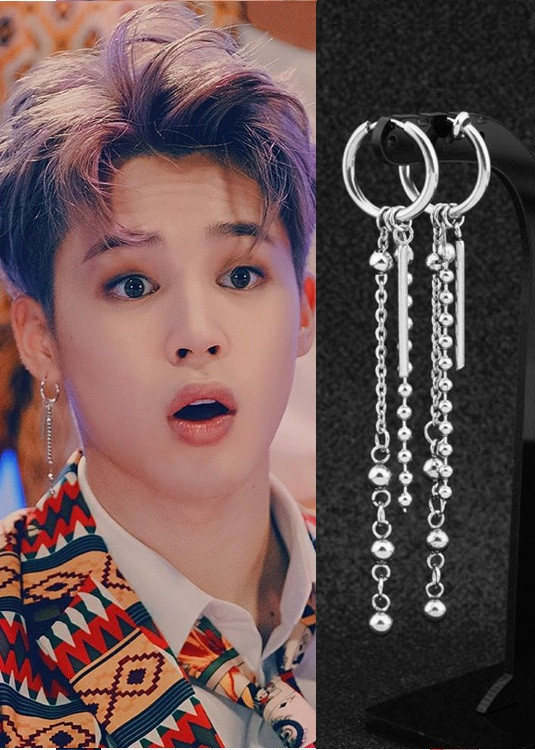 Khuyên tai JIMIN BTS chuỗi hạt mix mắt xích