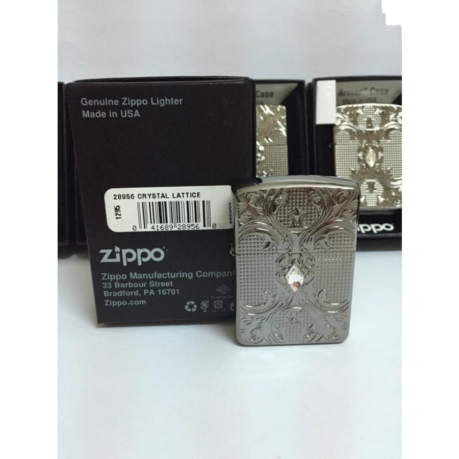 Bật Lửa Zippo Crystal Lattice Armor High Polish Black Ice Chính Hãng Usa