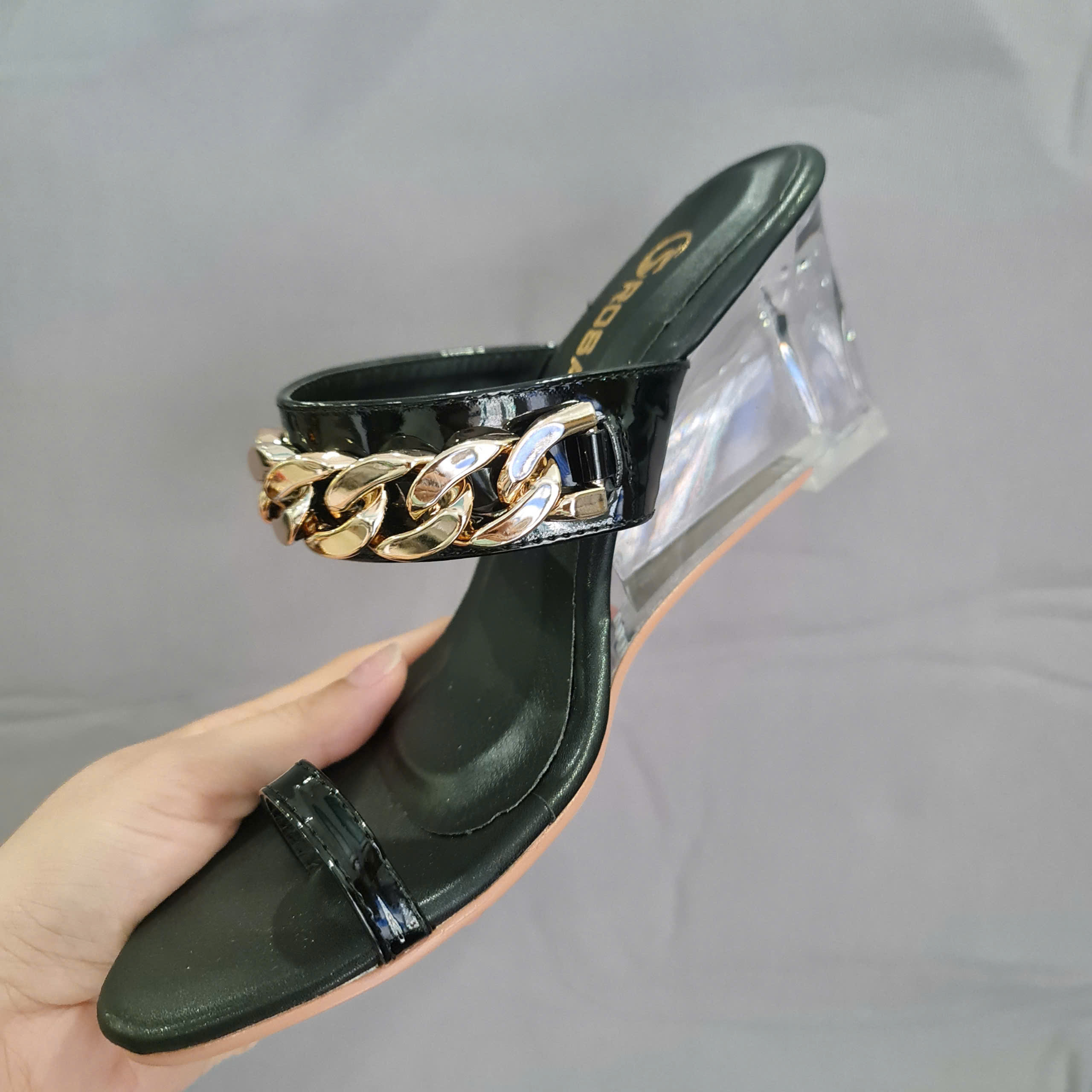 Dép nữ xỏ ngón, đế xuồng mica ROSATA RO681 - 7p - Đen - BKSTORE