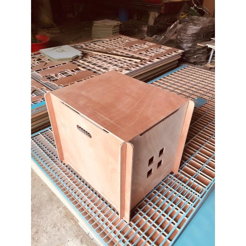 Nhà hộp vuông cho mèo, size L, gỗ Plywood thô chịu nước.