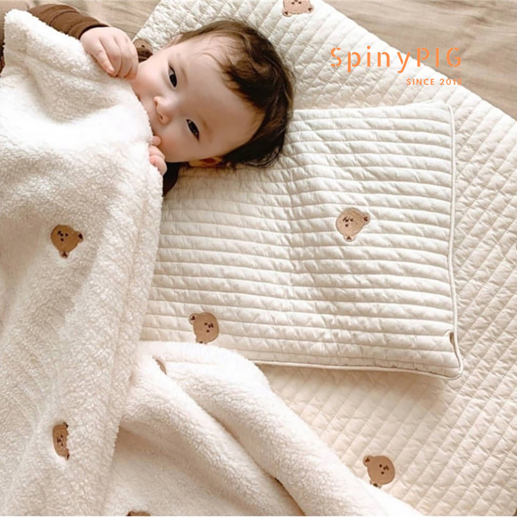 Gối cho bé 0-10 tuổi style Hàn Quốc cotton cao cấp họa tiết thêu mềm mát và thoáng khí - M1/Ngắn&mỏng Sóc