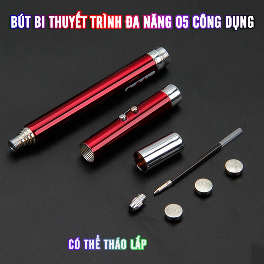 Bút bi thuyết trình đa năng 5 trong 1 - nhiều màu