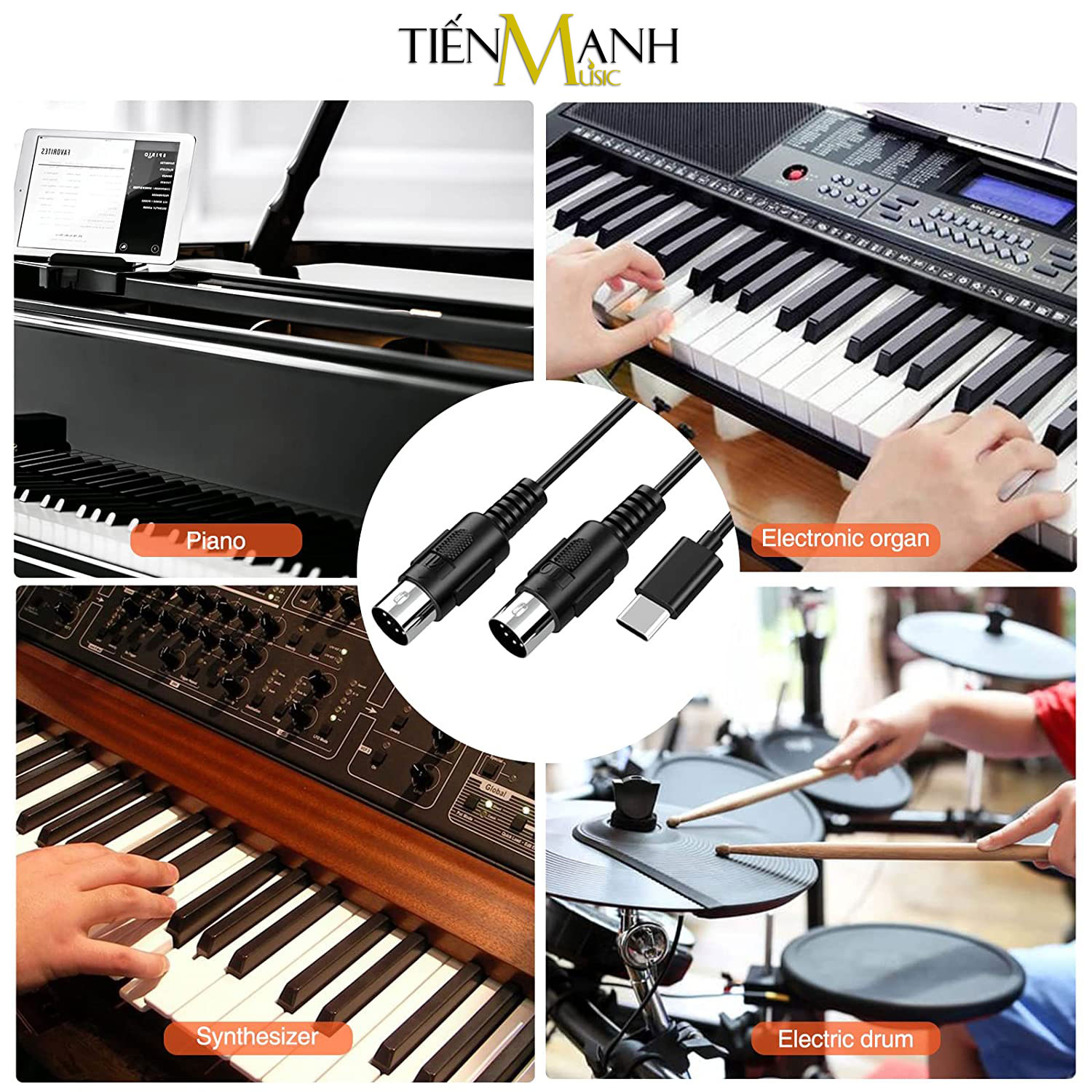 Dây Cáp Midi USB-C DOREMiDi MTU11 Cable Cao Cấp Cho Đàn Piano, Organ, Keyboard MTU-11 Hàng Chính Hãng - Kèm Móng Gẩy DreamMaker