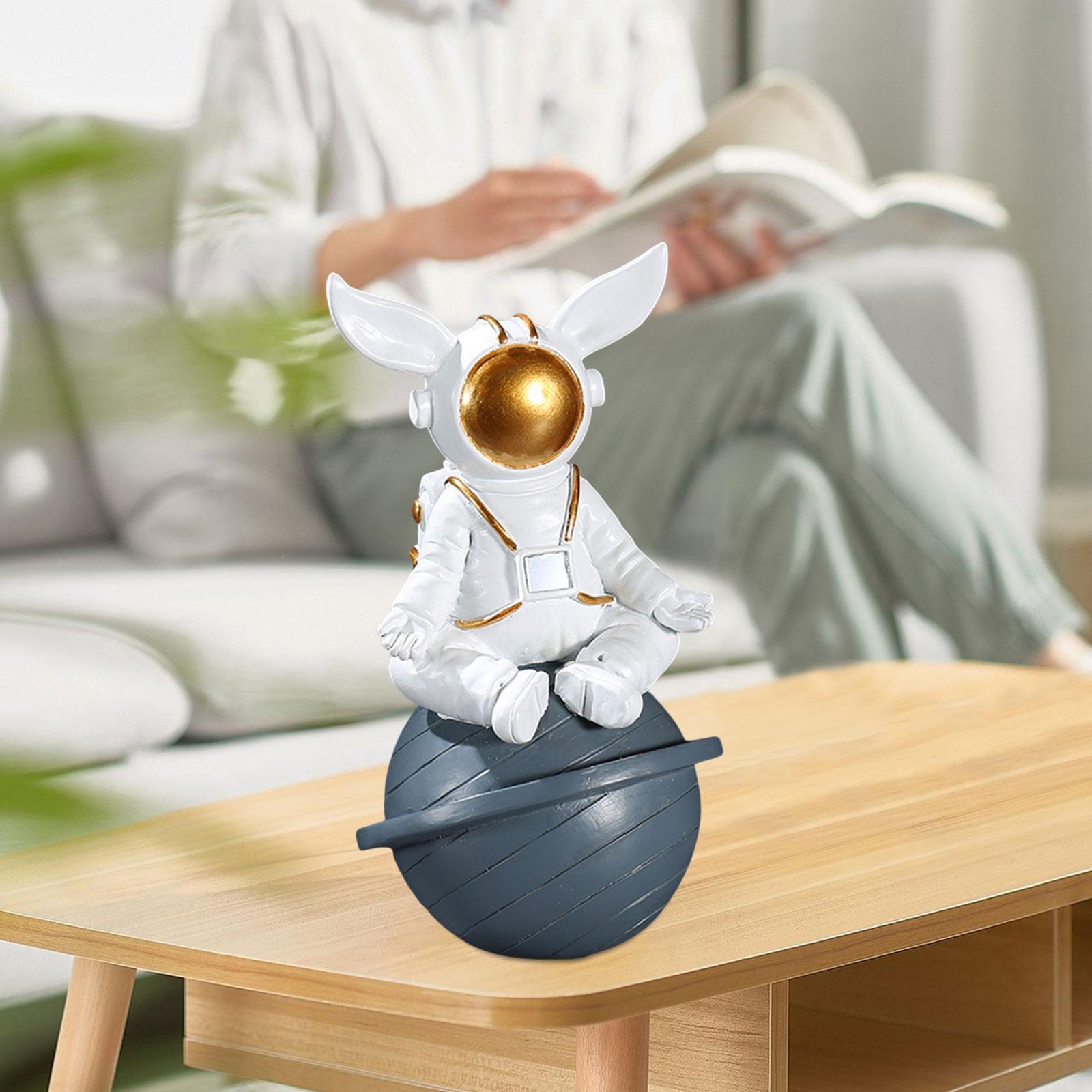 Spaceman Figurine Sculpture Astronaut Statue for Bookshelf Tabletop Bookcase