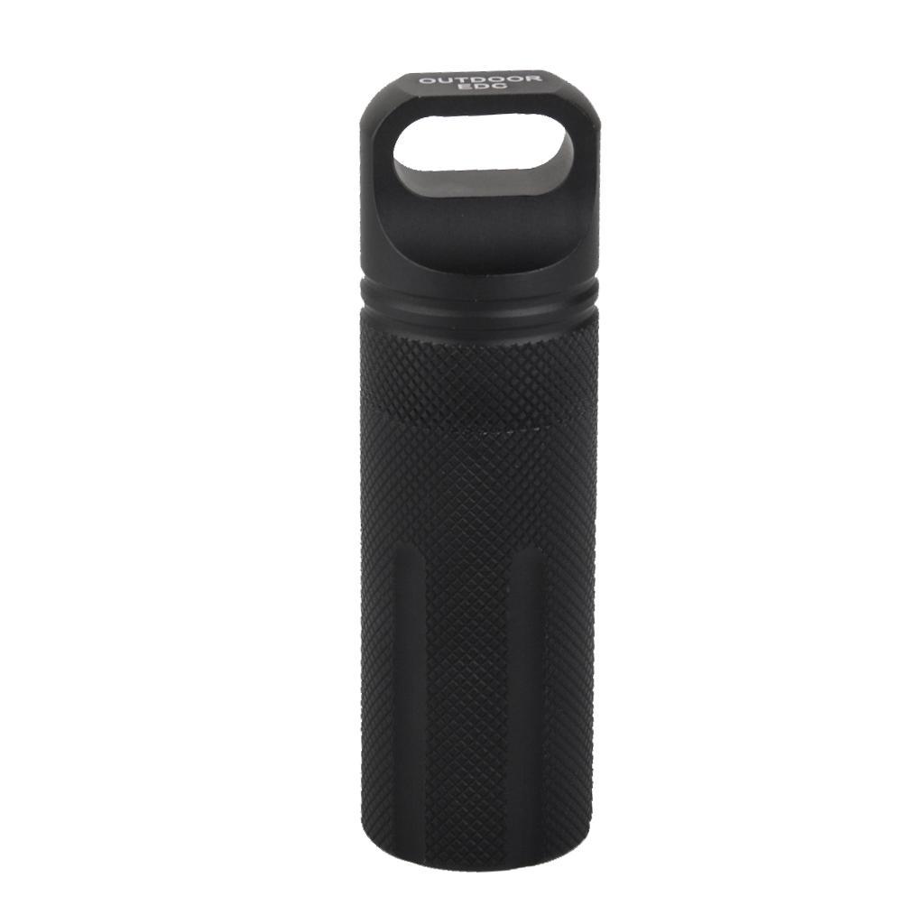 Aluminum Camping Capsule Seal Container Waterproof Survival Holder Kit Black