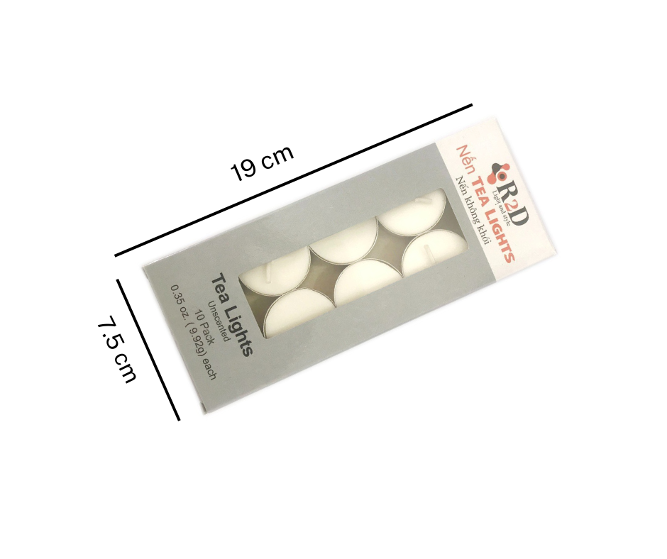 Nến Không Khói Trắng, Nến Trà, Tealight, Nến Viên , Chính Hãng Từ Thương Hiệu R2D, Thành Phần Tự Nhiên, Lành Tính.
