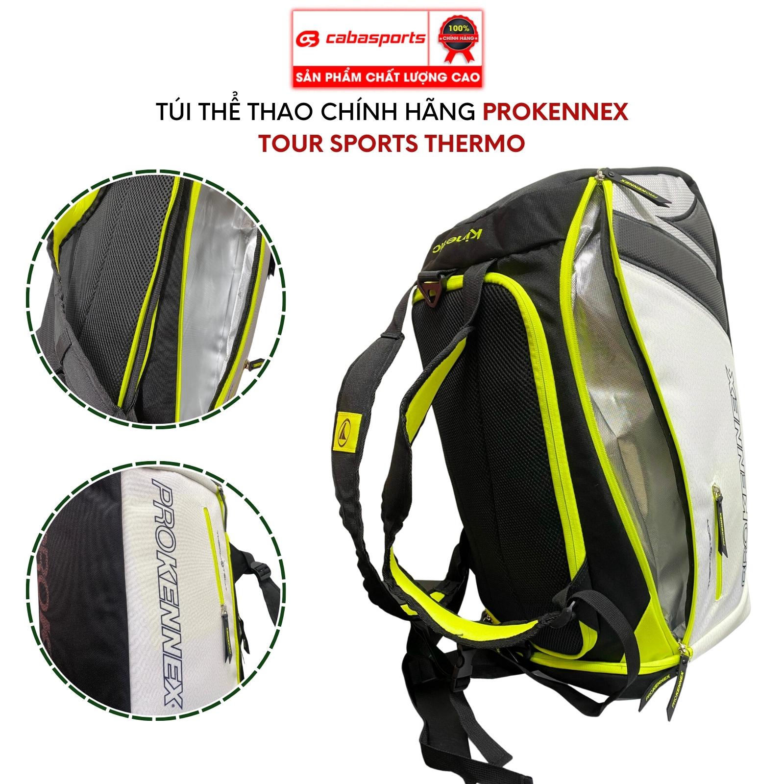 Túi đựng vợt cầu lông tennis Prokennex Tour Sports Thermo cao cấp chính hãng, túi đựng phụ kiện thể thao siêu rộng rãi