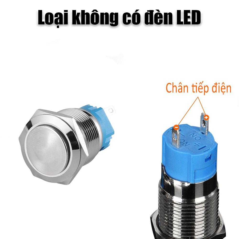 Nút công tắc nhấn giữ Tự khóa có LED 12mm (3V-6V, 12-24V, 110-220V) Vỏ Kim loại chống nước