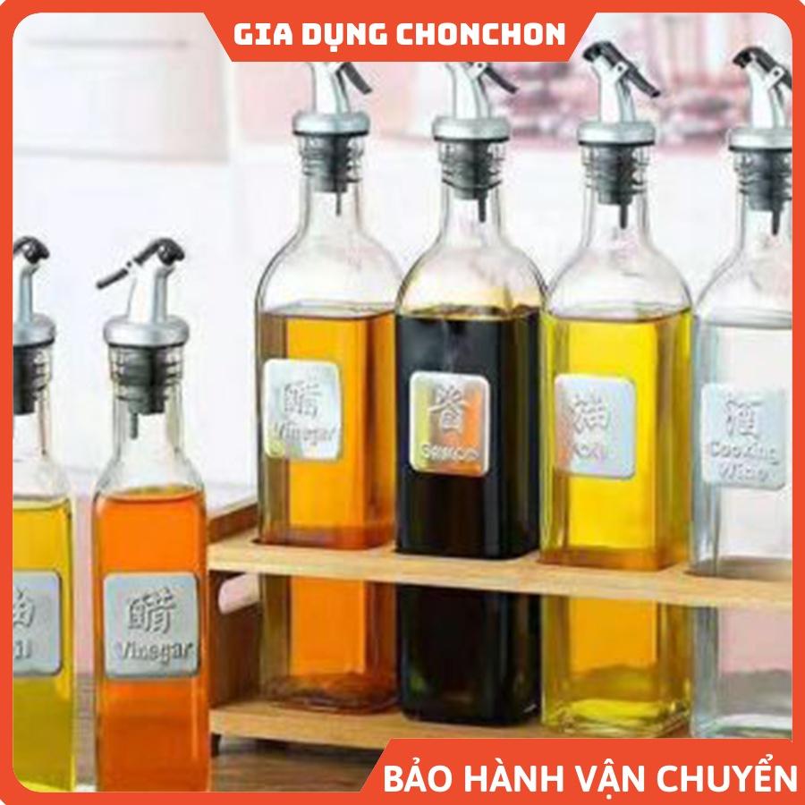 Chai Thủy Tinh Đựng Dầu Ăn, Nước Mắm, có vòi dài dùng chiết rót dầu 500ml