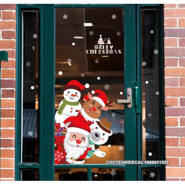 Decal trang trí tường Noel - 4 Noel Trắng Đỏ Xin Chào