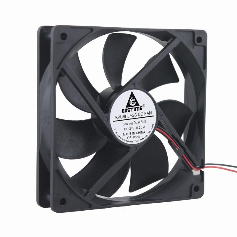 1 Pcs Gdstime DC 24V Dual Ball PC Cooling Fan 120mm x 25mm Brushless Cooler 120*120mm 300RPM High Speed 0.26A 12025B 2Pin