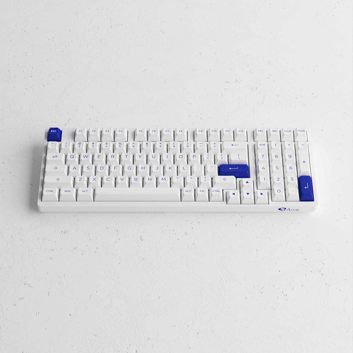 Bàn phím cơ AKKO 3098N Multi-modes Blue on White (Bluetooth 5.0 / Wireless 2.4Ghz / Hotswap / Foam tiêu âm / TTC switch) - Hàng chính hãng