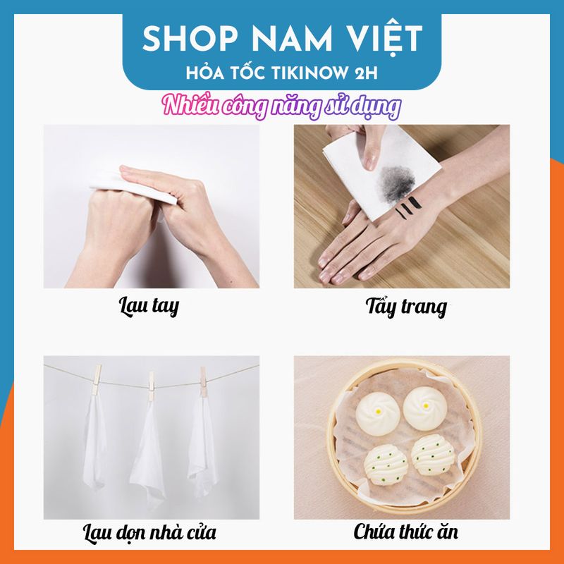 Khăn Vải Đa Năng Tẩy Trang Lau Mặt Dùng Khô/Dùng Ướt