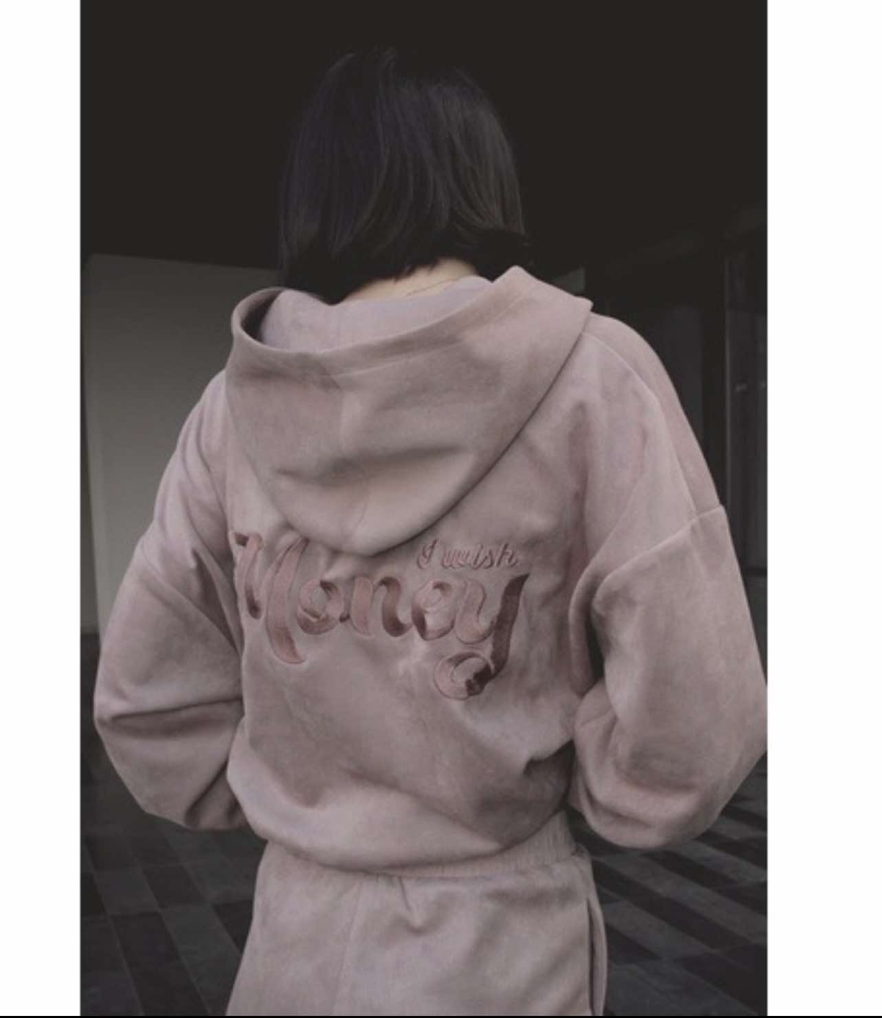 Áo Hoodie Chất da lộn cao cấp Màu Hồng khói