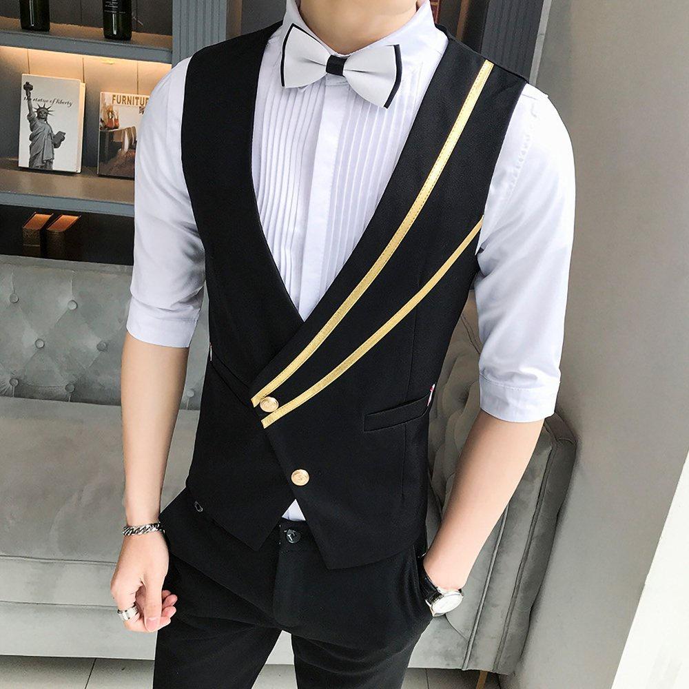 áo gile phong cách thượng hải thiết kế vạt vàng chéo cực sang trọng và tinh tế, tạo nên sự nam tính và thời trang - H54