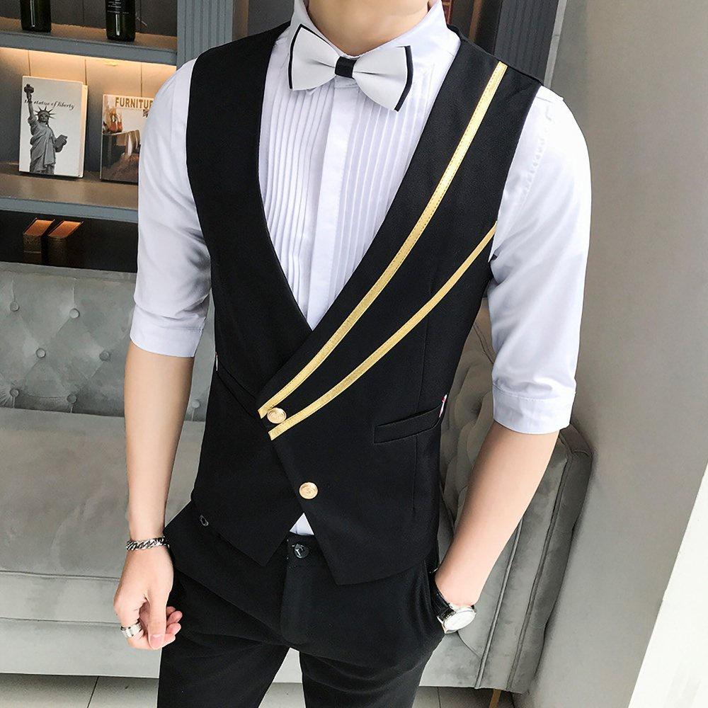 Áo gile phong cách thượng hải thiết kế vạt vàng chéo cực sang trọng và tinh tế, tạo nên sự nam tính và thời trang - H54