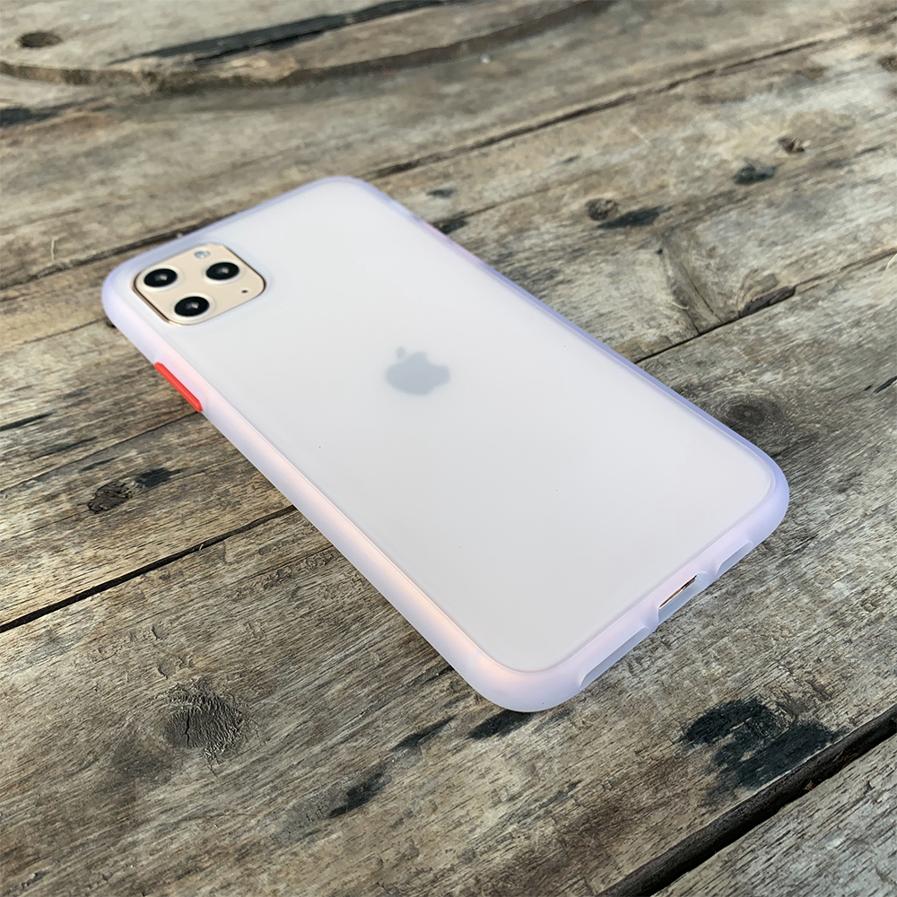 Ốp lưng chống sốc dành cho iPhone 11 Pro nút bấm màu đỏ - Màu trắng