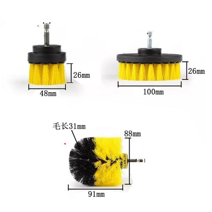 Bộ 3 đầu cọ bàn chải gắn máy Khoan cầm tay - Dụng cụ vệ sinh nhà cửa nội thất