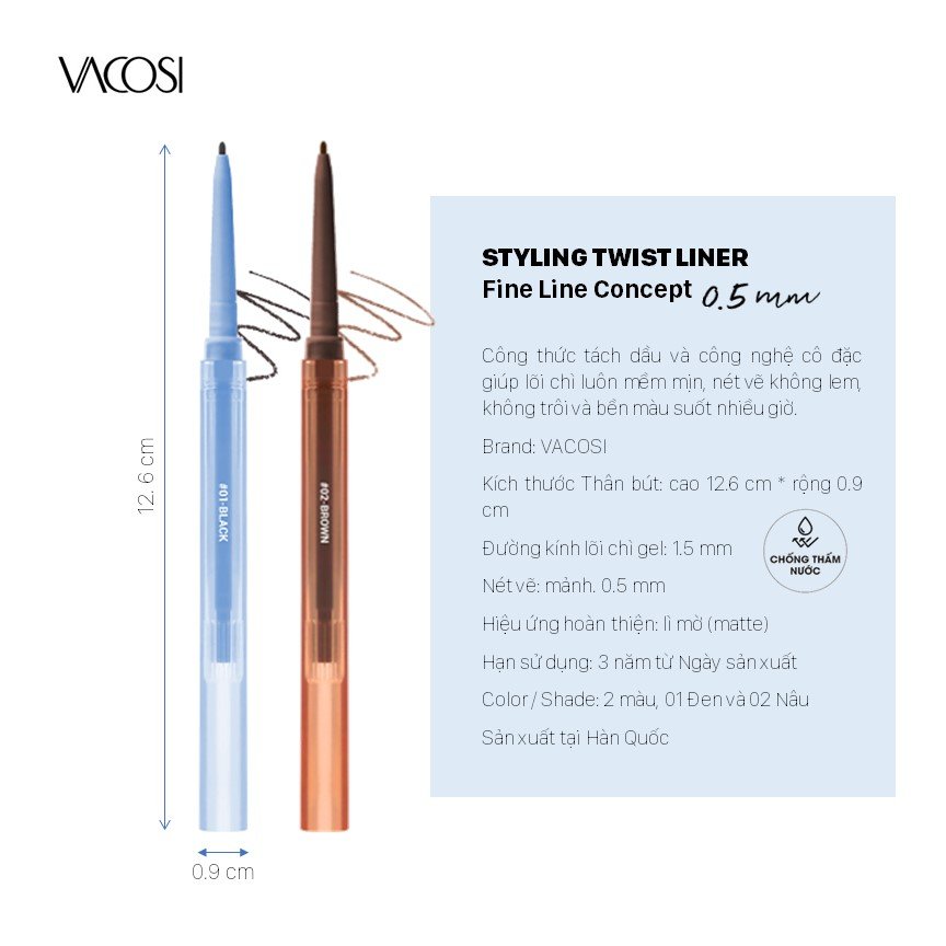 CHÌ GEL KẺ MẮT VACOSI Styling Twist Liner - VM26