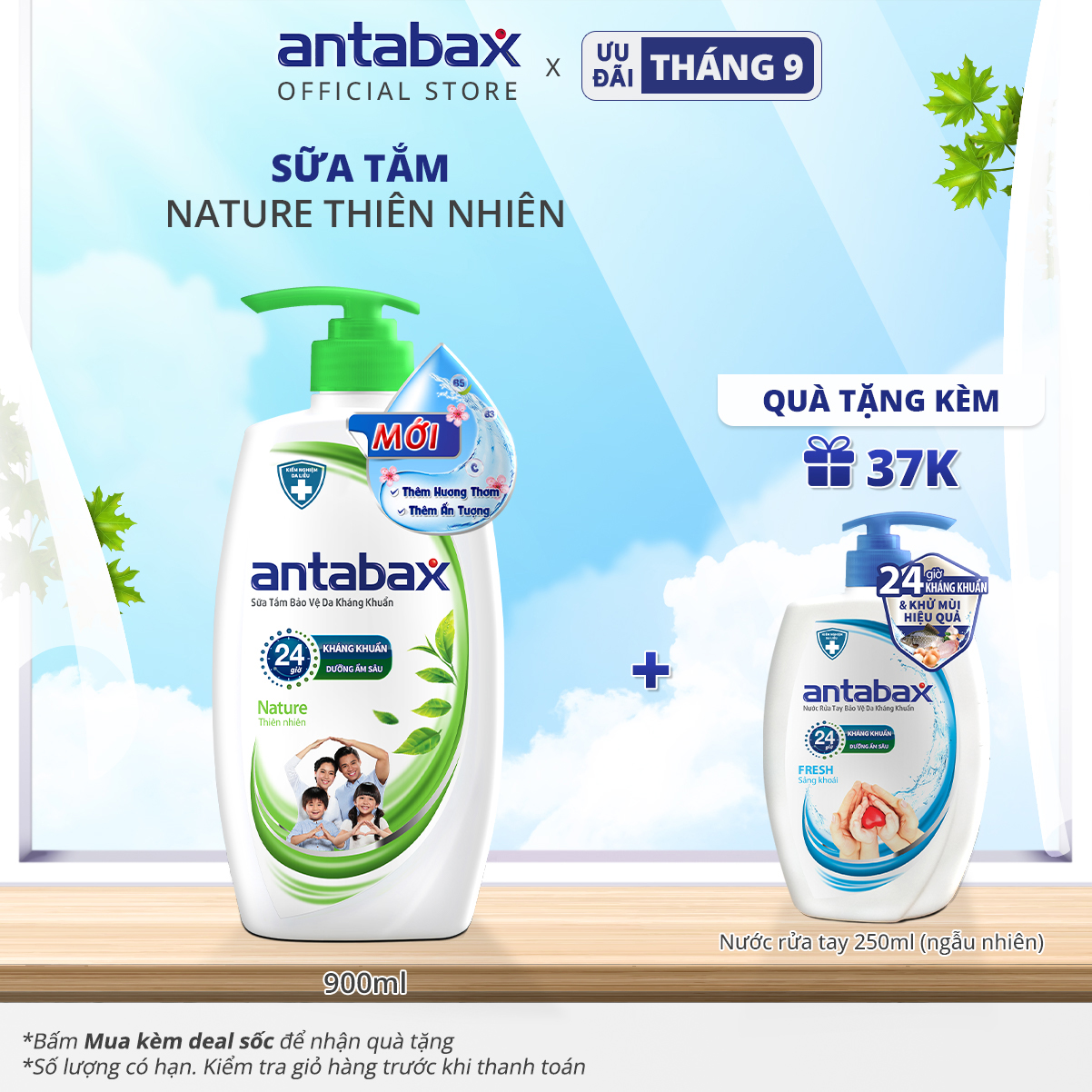 Sữa Tắm Bảo Vệ Da Kháng Khuẩn Antabax Nature Thiên Nhiên 900ml