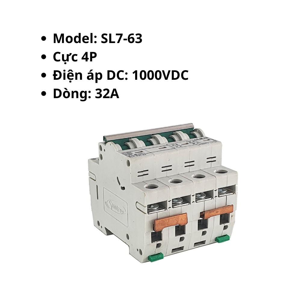 Thiết bị đóng cắt MCB DC 32A 1000V 4P Suntree | SL7-63