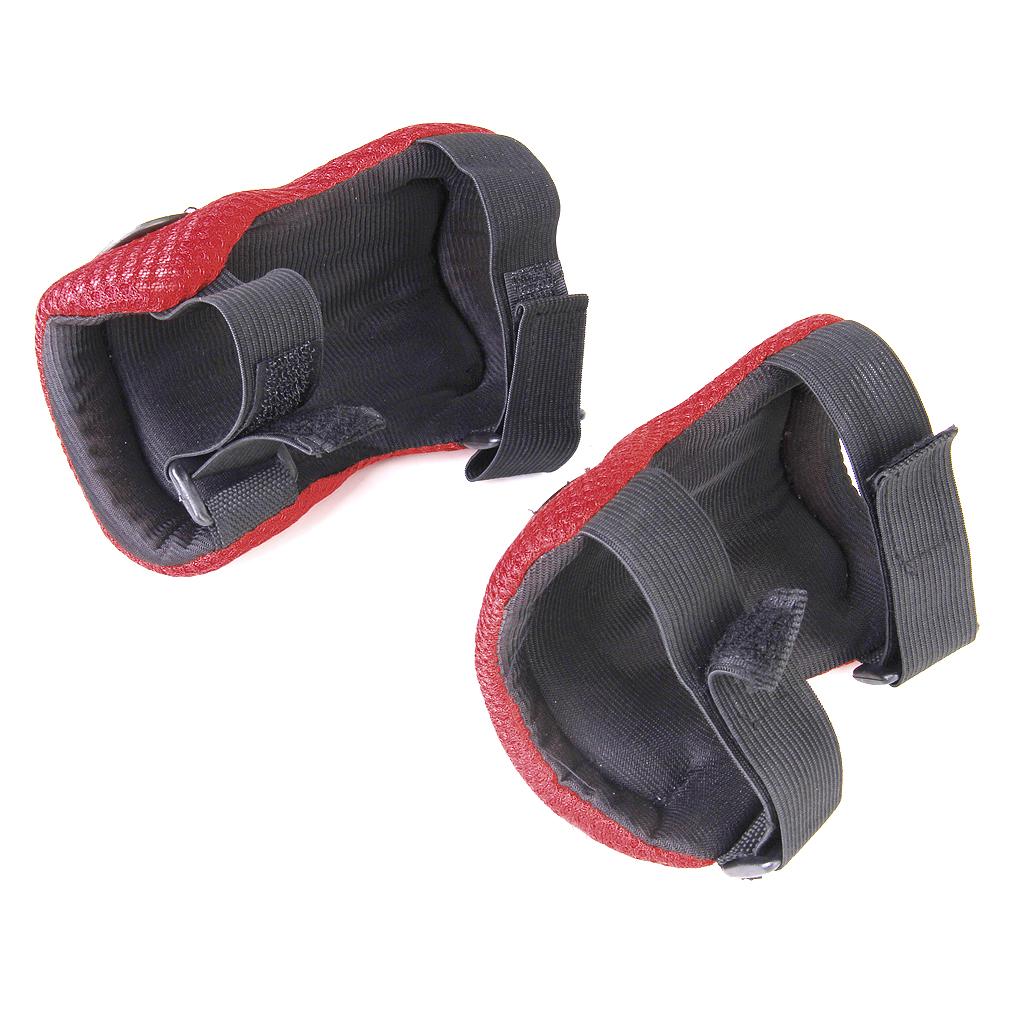 1 Set of 6PCS Adjustable Size Roller Skating Skateboard Knee Elbow Wrist Protective Guard Pad Black and Red