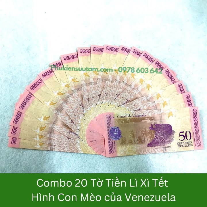 Combo 20 Tờ Lì Xì Tết Hình Con Mèo Của Venezuela , kích thước: 15.5cmx7.5cm, màu tím - SP005873