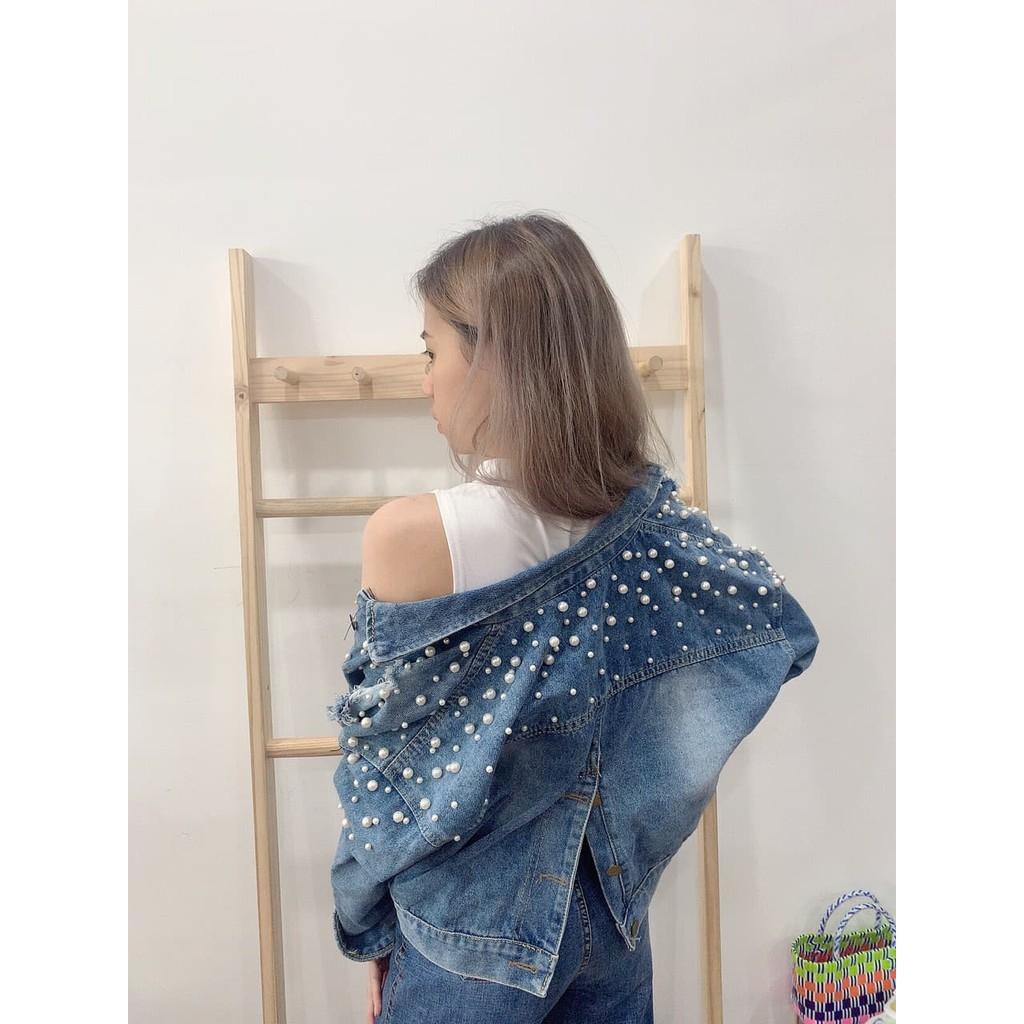 ÁO KHOÁC JEAN TAY DÀI ĐÍNH CƯỜM CAO CẤP SHOP PHƯƠNG CHÂU