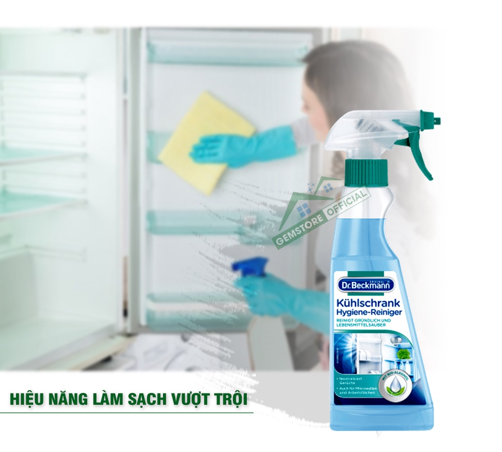 Dung Dịch Vệ Sinh Tủ Lạnh DR BECKMANN, Loại Bỏ Mùi Hôi Và 99% Vi Khuẩn, Dung Tích 250ml, Nhập Đức