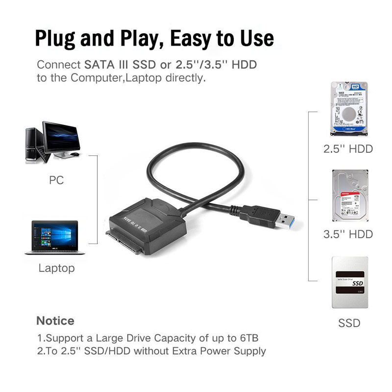 Cáp USB 3.0 To SATA HDD 2,5 Và 3,5 Converter Cao Cấp