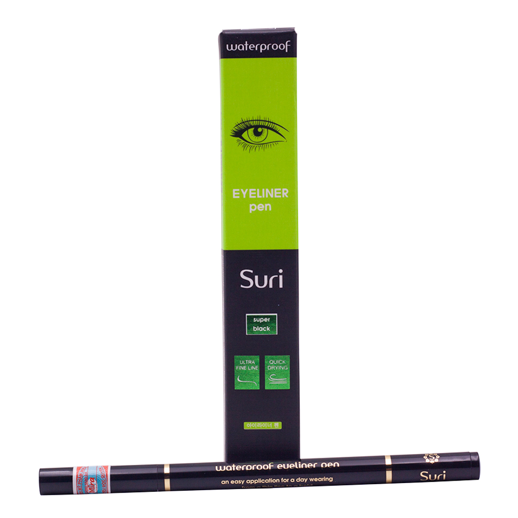 Kẻ Mí Mắt Nước Siêu Mảnh Suri Waterproof Eyeliner Pen ( Màu Đen ) + Tặng Ngay Khăn Tẩy Trang Trà Xanh Dưỡng Ẩm Hàn Quốc Cao Cấp Benew (30 miếng) – Hàng Chính Hãng