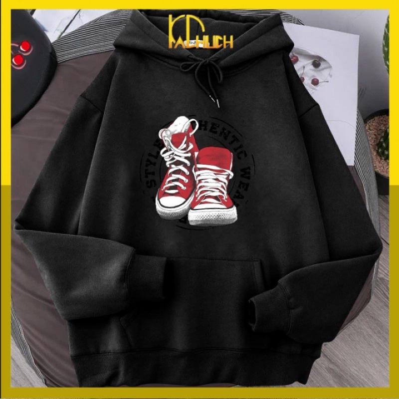 Áo hoodie in đôi giày vải nỉ unisex 12 màu lựa chọn