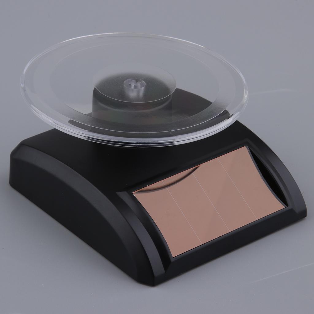 2 Pieces Mini Solar Powered Turntable Rotating Display Stand Jewelry Phones