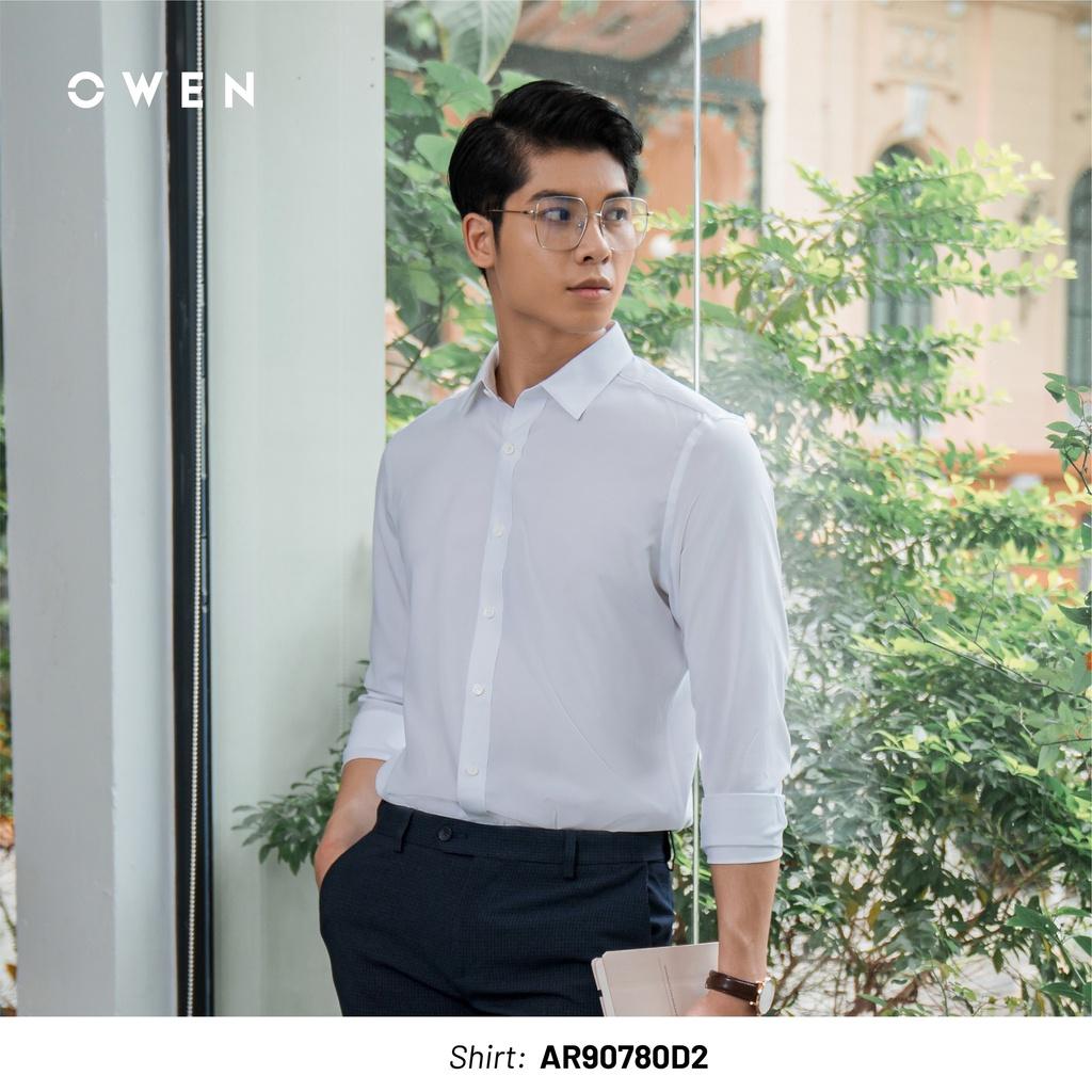 OWEN - Áo sơ mi trắng dài tay KHÔNG TÚI dáng Regular sợi Recycle mã AR221560D- OWEN Flagship Store