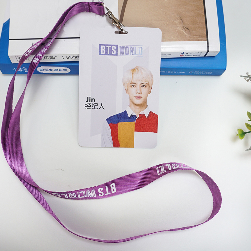 Card đeo thẻ JIN BTS kèm dây đeo BTS WORLD