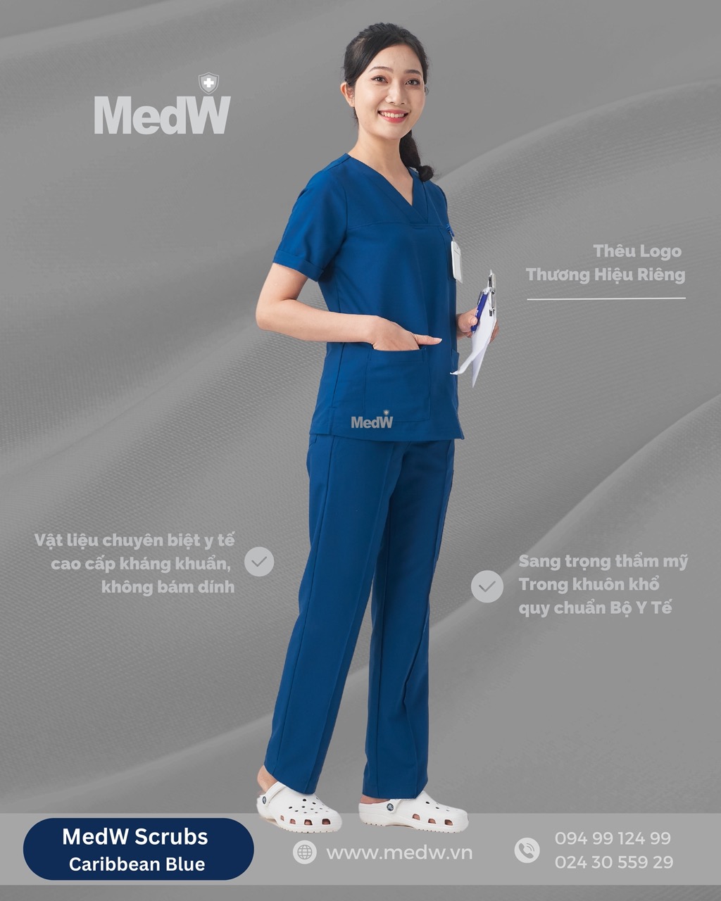 MedW Hera Scrubs Y Tế (Nữ) Xanh Caribbean Bộ Trang Phục Y Tế Bác Sĩ Điều Dưỡng Phòng Khám Bệnh Viện Thẩm Mỹ Spa Thiết Kế Cách Tân Trang Trọng Vật Liệu Chuyên Biệt Y Tế Không Bám Dính Không Nhăn Mềm Êm Xếp Ly Giữ Dáng