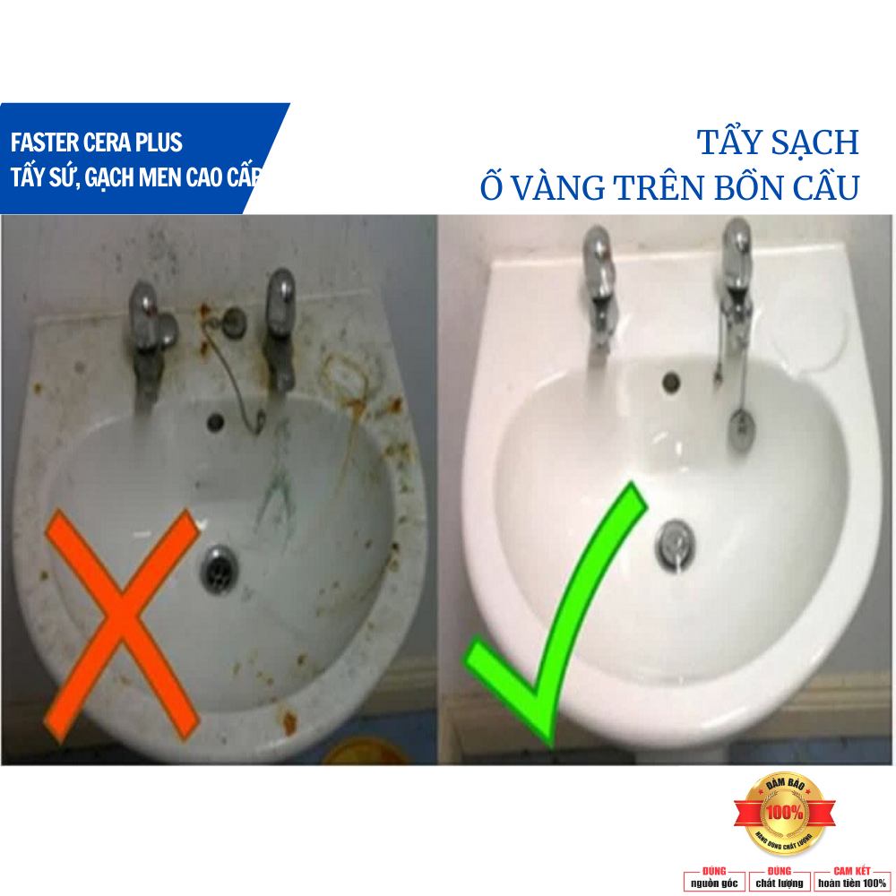 Combo Nước Tẩy Dầu Mỡ Bếp Gas, Vỉ Hút Mùi, Xoong, Nồi &amp; Tẩy Trắng Bồn Sứ, Gạch Nhà Vệ Sinh Faster 500ml