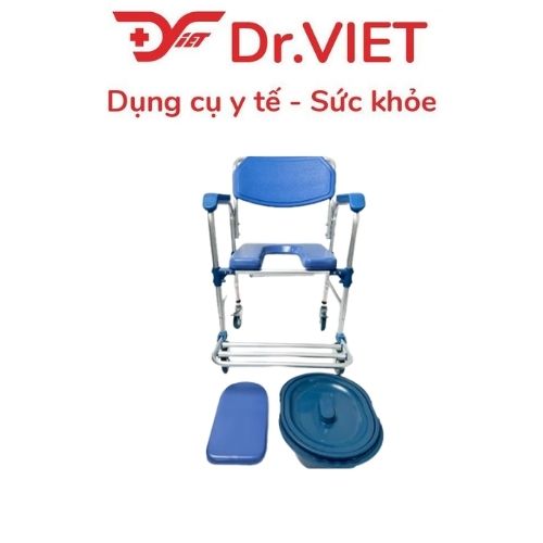 Ghế Bô Vệ Sinh Cho Người Già GBM-017 Có Bánh Xe, Ghế Bô Cho Người Cao Tuổi, Người Bệnh, Ghế Đi Vệ Sinh Có Tay Vịn, Chống