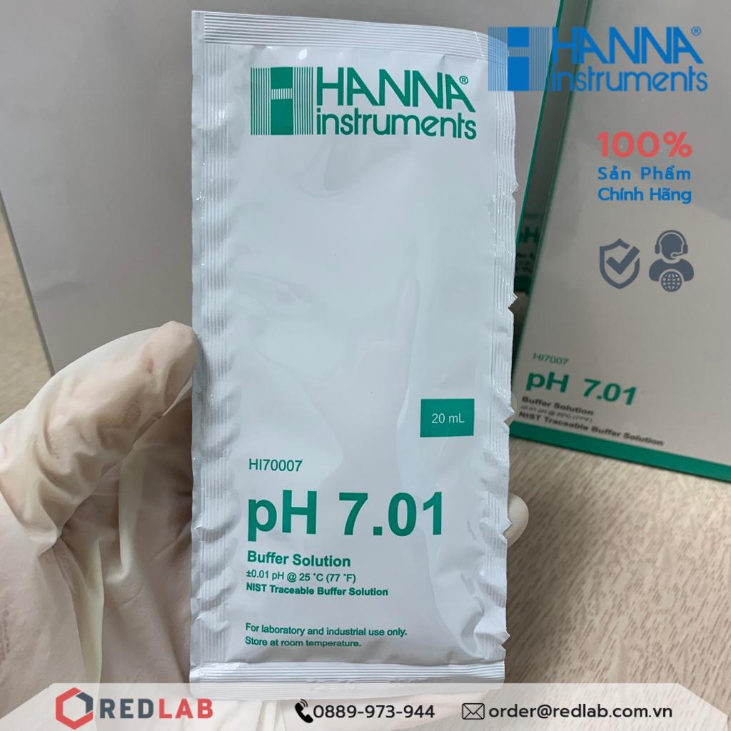 Dung dịch hiệu chuẩn pH 4.01 7.01 10.01 dạng gói 20mL Hanna HI70004 HI70007 HI70010