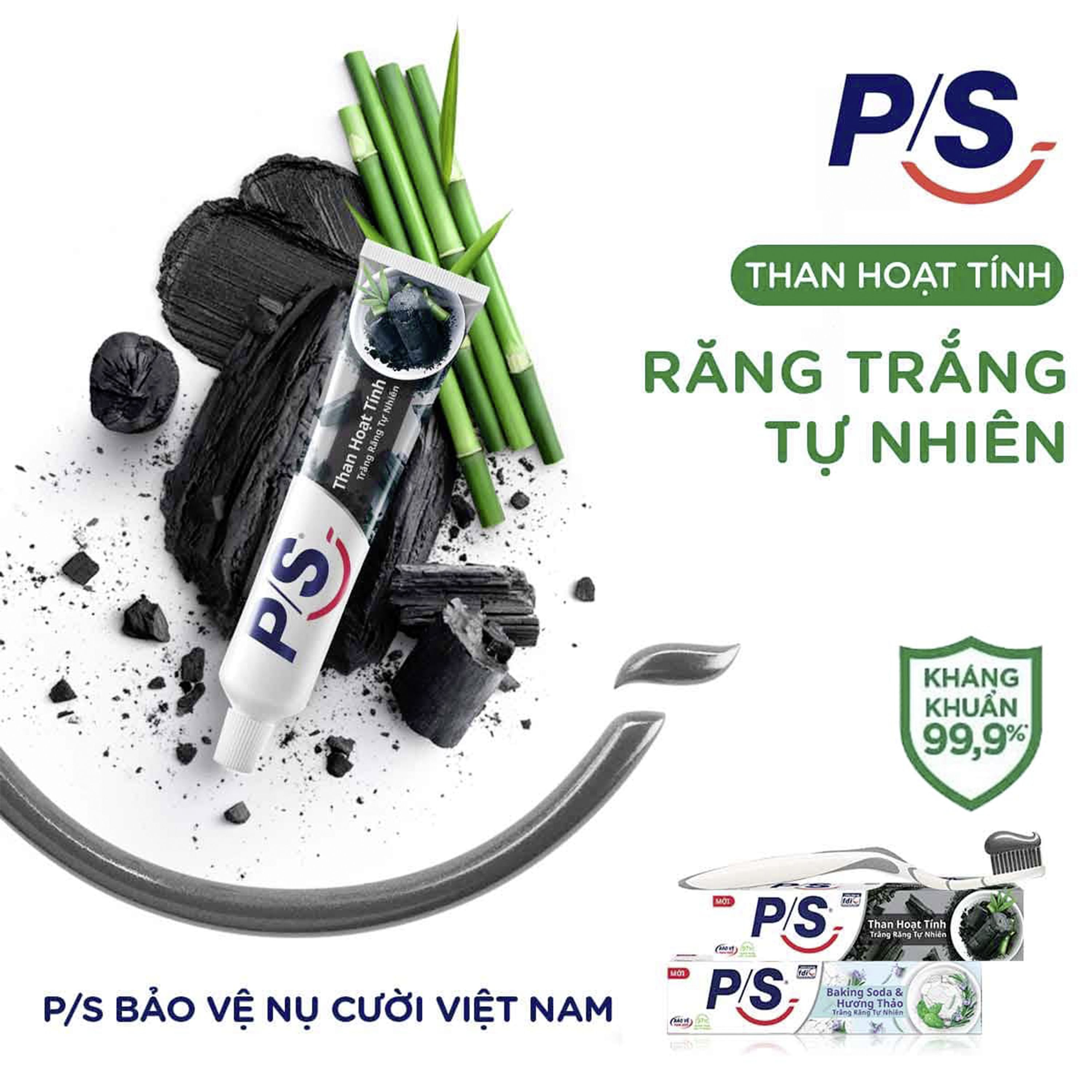 Bộ 3 Kem đánh răng P/S Than Hoạt Tính 230g