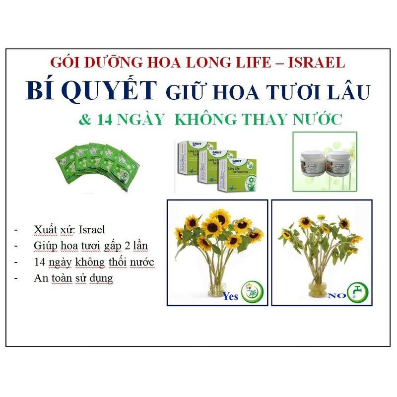 Hộp 10 Gói dưỡng hoa Longlife, xuất xứ Israel, giữ hoa tươi lâu, 14 ngày không thay nước