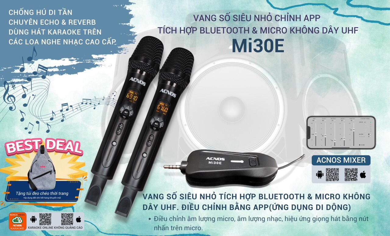 Vang cơ mini Acnos Mi30E + túi đựng + kèm 2 micro nhôm - Hàng chính hãng