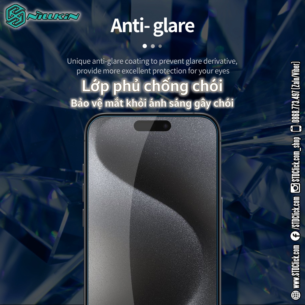 KÍNH CƯỜNG LỰC DÀNH CHO ĐIỆN THOẠI IPHONE 15 PRO MAX - 15 PRO - 15 PLUS - 15 NILLKIN H+PRO 0.2MM