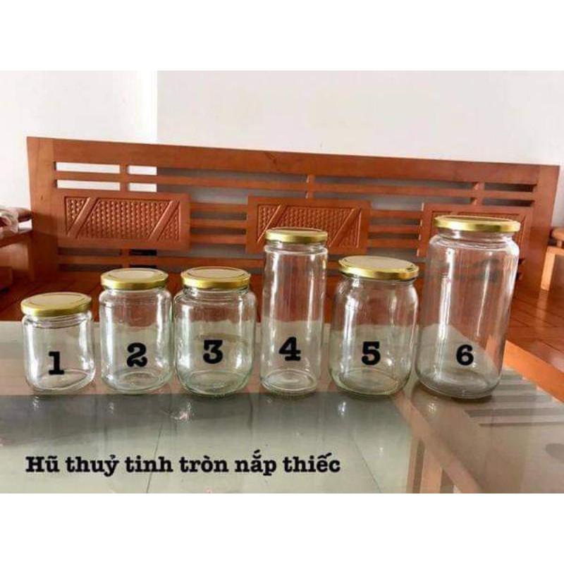 Hũ thủy tinh tròn nắp thiếc các cỡ